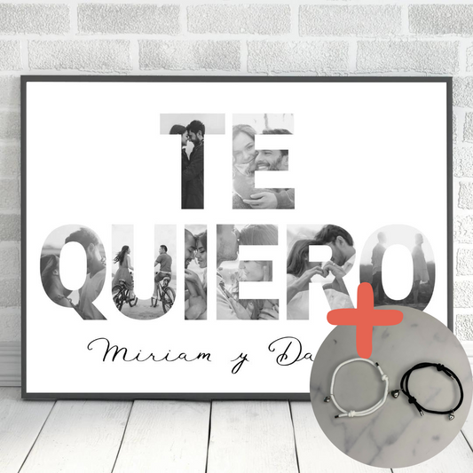 Te quiero + Pulsera imán corazón Blanco y Negro