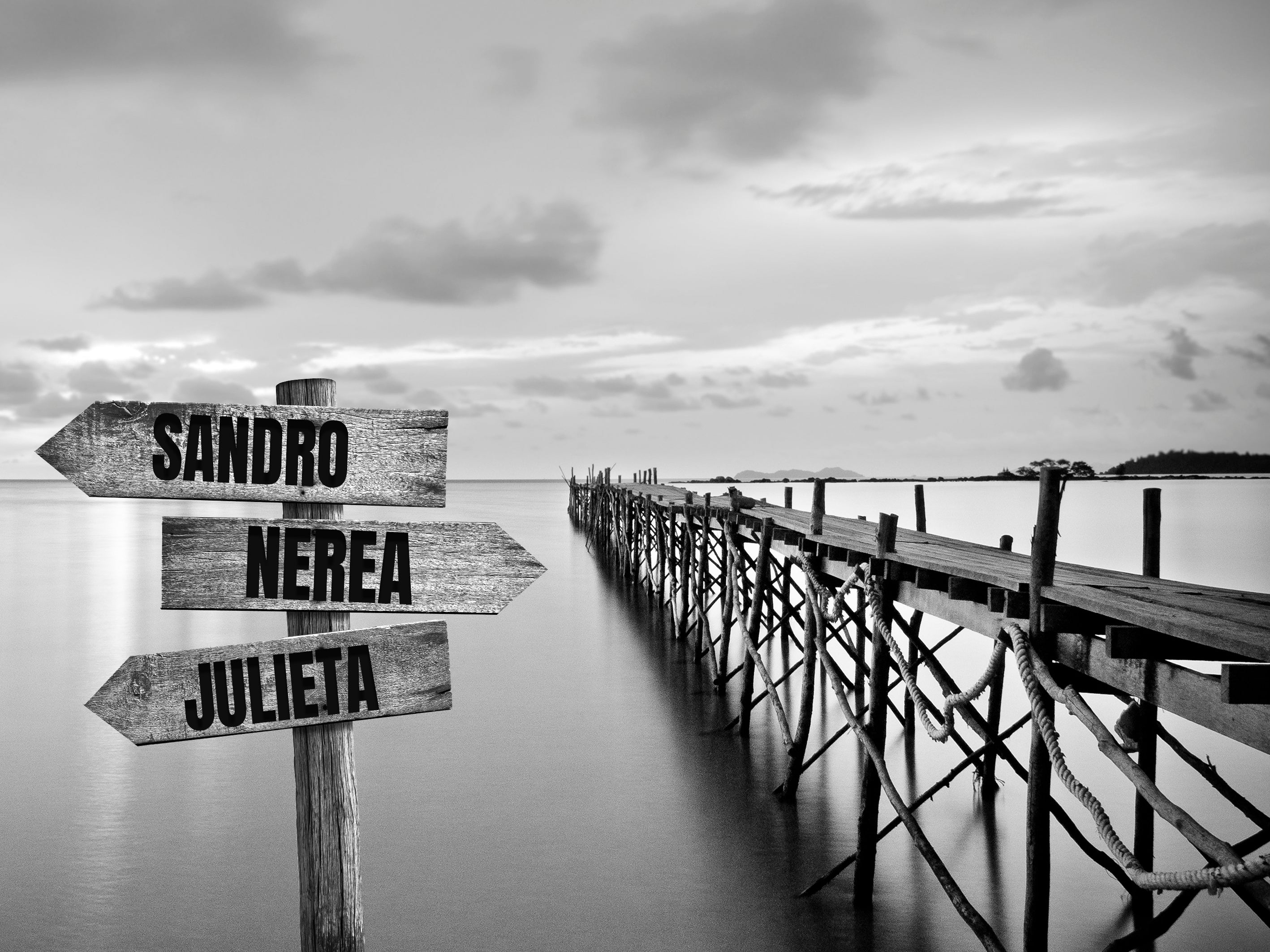 Poste muelle blanco y negro